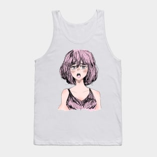 Sleepy Pink Haired Girl Tank Top